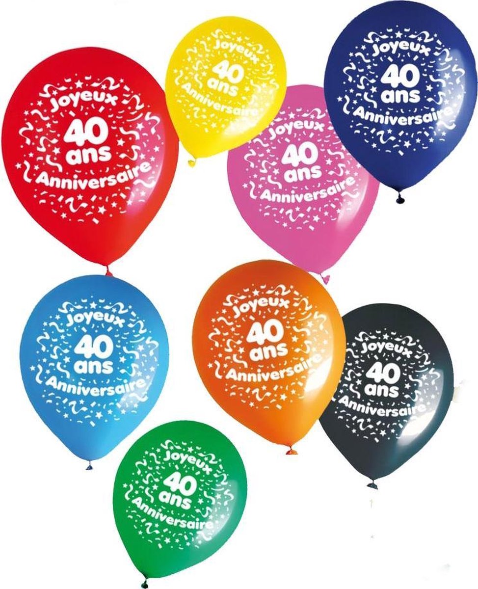 SUD TRADING - Set 8 ballonnen 40 ans - Decoratie > Ballonnen